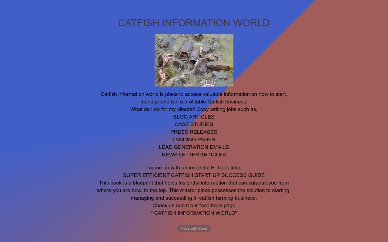 CATFISH INFORMATION WORLD